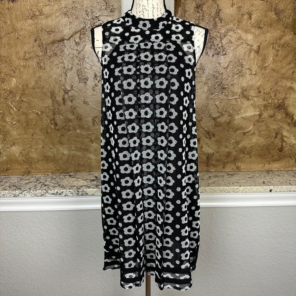 Sachin & Babi Black White Floral‎ Mesh Shift Dress 6 Sleeveless Lined NWT $178